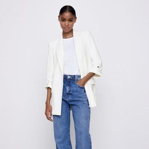 White Blazer with Ruched Sleeves - brand new w/tag